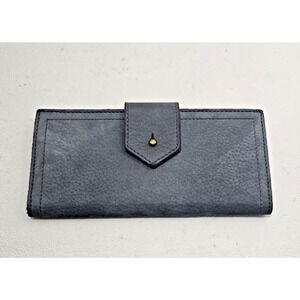 Madewell The Post Nubuck Leather Wallet Blue Grey Multipocket MSRP $78